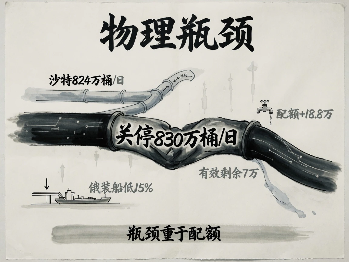 海湾关停约830万桶/日，OPEC有效剩余产能仅7万桶/日