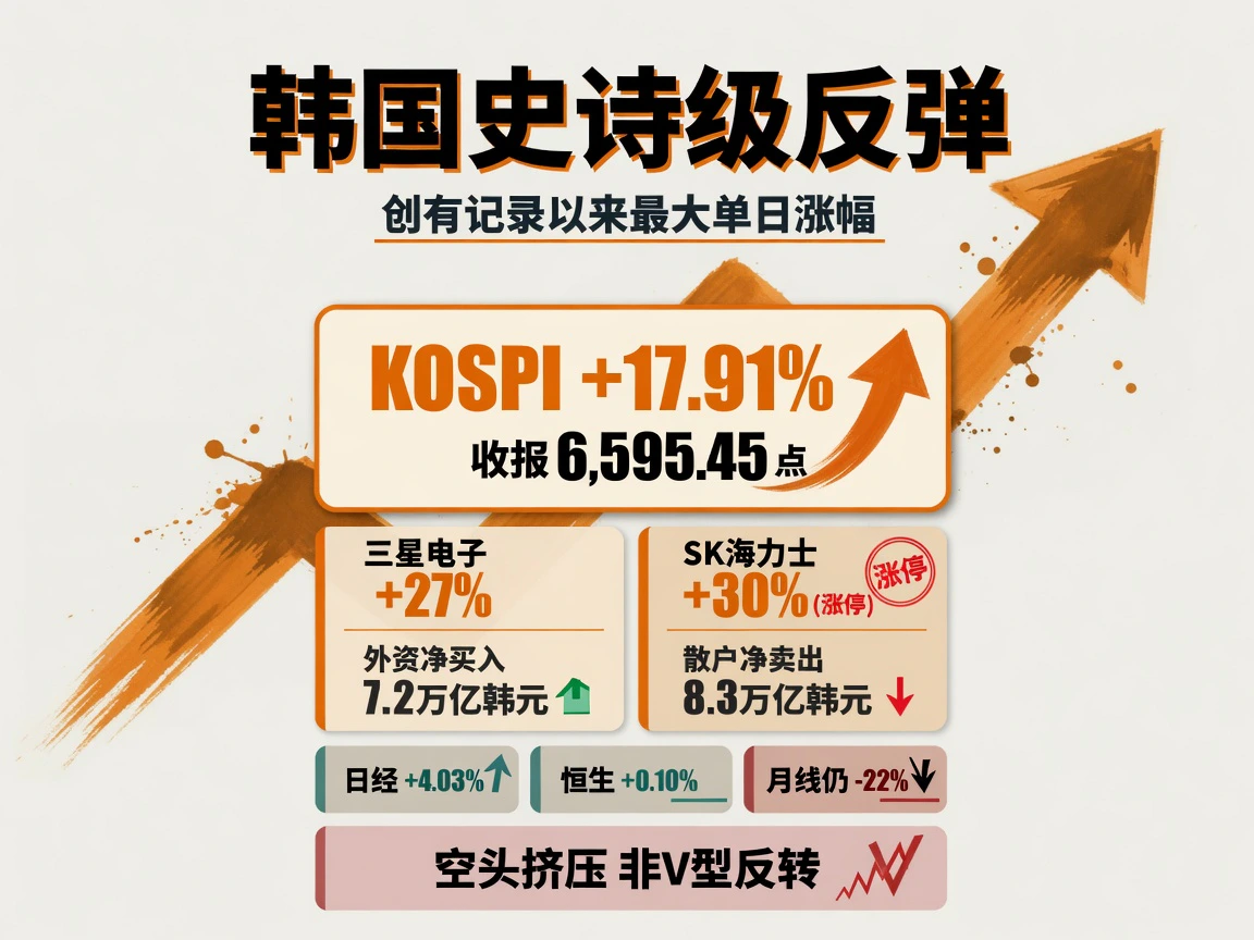 韩国史诗级反弹:KOSPI +17.91%, 三星+27%, SK海力士+30%涨停