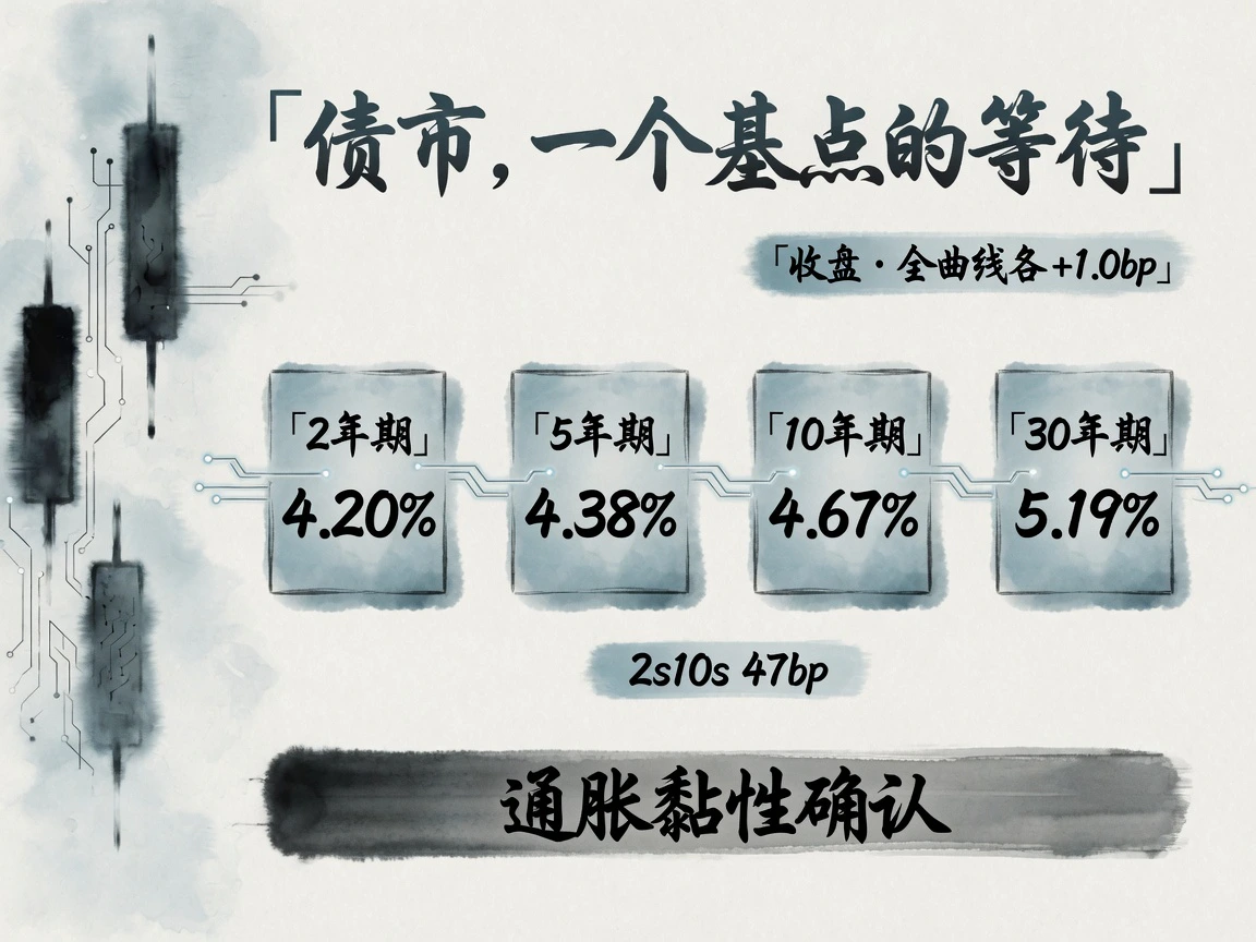 债市:2/5/10/30年期收盘各+1.0bp,2s10s持平47bp,通胀黏性确认