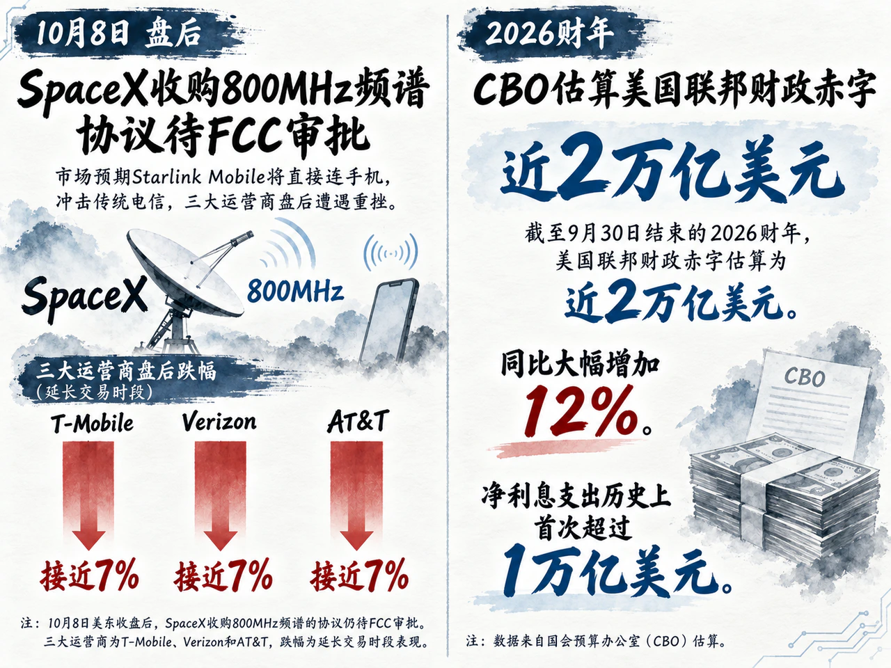 盘后电信股重估与美国财政估算