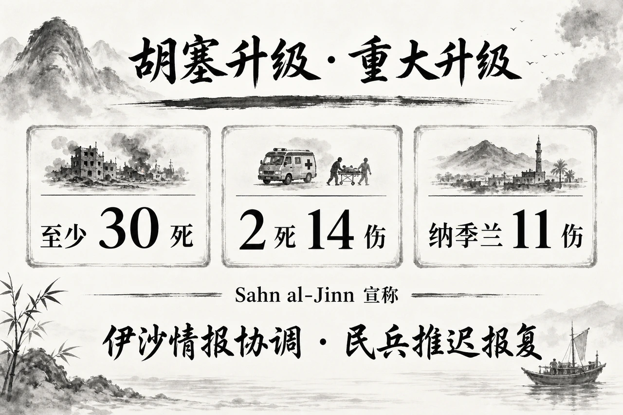 胡塞升级：政府军至少30死；马里卜2平民死14伤；纳季兰11人伤；伊拉克与沙特加强情报协调